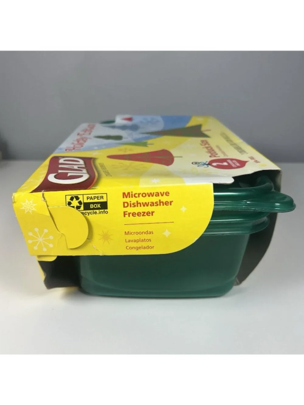 GLAD Holiday Edition Potluck Containers 10 Cup 80 Oz Green Lids Set of 2